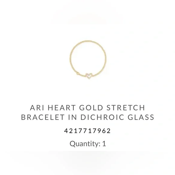 Kendra Scott Ari Heart Gold Stretch Bracelet in Dichroic Glass - Picture 1 of 2